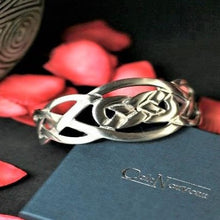 Load image into Gallery viewer, Pewter Bangle Wide Celtic Knot Open Bangle by St. Justin of Cornwall