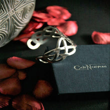 Load image into Gallery viewer, Pewter Bangle Wide Celtic Knot Open Bangle by St. Justin of Cornwall