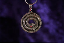 Load image into Gallery viewer, Sterling Silver Oxidized Coiled Snake Pendant