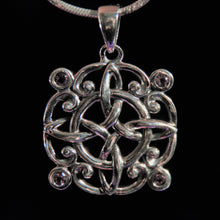 Load image into Gallery viewer, Sterling Silver Oxidized Celtic Pendant decorated with Amethysts