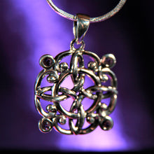 Load image into Gallery viewer, Sterling Silver Oxidized Celtic Pendant decorated with Amethysts