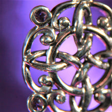 Load image into Gallery viewer, Sterling Silver Oxidized Celtic Pendant decorated with Amethysts