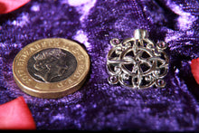 Load image into Gallery viewer, Sterling Silver Oxidized Celtic Pendant decorated with Amethysts