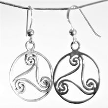 Load image into Gallery viewer, Sterling Silver Triskelion Hook Earrings