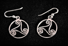 Load image into Gallery viewer, Sterling Silver Triskelion Hook Earrings