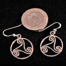 Load image into Gallery viewer, Sterling Silver Triskelion Hook Earrings