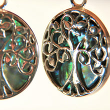 Load image into Gallery viewer, Sterling Silver Tree of Life Hook Earrings decorated with Abalone shell