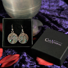 Load image into Gallery viewer, Sterling Silver Tree of Life Hook Earrings decorated with Abalone shell