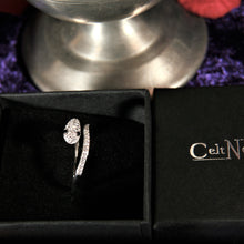 Load image into Gallery viewer, Sterling Silver Snake Ring adjustable decorated with Cubic Zirconia Simulated Diamonds