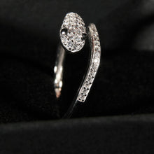 Load image into Gallery viewer, Sterling Silver Snake Ring adjustable decorated with Cubic Zirconia Simulated Diamonds