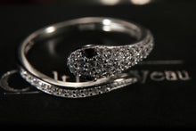Load image into Gallery viewer, Sterling Silver Snake Ring adjustable decorated with Cubic Zirconia Simulated Diamonds