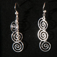 Load image into Gallery viewer, Sterling Silver Three Spirals Drop Earrings