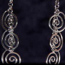 Load image into Gallery viewer, Sterling Silver Three Spirals Drop Earrings