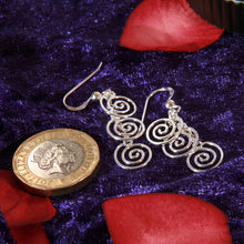 Load image into Gallery viewer, Sterling Silver Three Spirals Drop Earrings