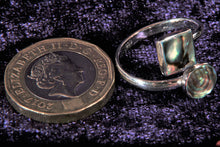 Load image into Gallery viewer, Sterling Silver Adjustable Ring with Square and Round Abalone Shell inserts