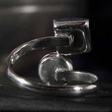 Load image into Gallery viewer, Sterling Silver Adjustable Ring with Square and Round Abalone Shell inserts