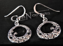 Load image into Gallery viewer, Sterling Silver Celtic Earrings decorated with Cubic Zirconia simulated diamonds