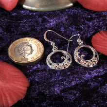 Load image into Gallery viewer, Sterling Silver Celtic Earrings decorated with Cubic Zirconia simulated diamonds