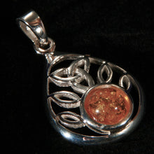 Load image into Gallery viewer, Sterling Silver Celtic Pendant with Baltic Amber
