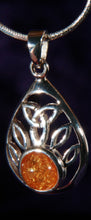 Load image into Gallery viewer, Sterling Silver Celtic Pendant with Baltic Amber