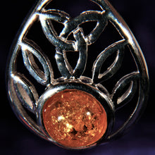 Load image into Gallery viewer, Sterling Silver Celtic Pendant with Baltic Amber
