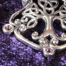 Load image into Gallery viewer, Sterling Silver Tree of Life Pendant decorated with Amethysts.