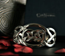 Load image into Gallery viewer, Pewter Bangle Wide Celtic Knot Open Bangle by St. Justin of Cornwall
