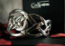 Load image into Gallery viewer, Pewter Bangle Wide Celtic Knot Open Bangle by St. Justin of Cornwall