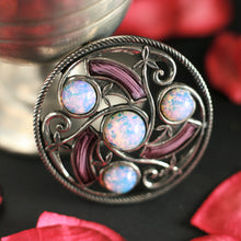 Load image into Gallery viewer, Pewter Triscele Stone Brooch by St. Justin of Cornwall