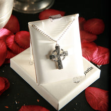 Load image into Gallery viewer, Pewter Celtic Circle Hammered Cross by St. Justin of Cornwall