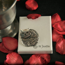 Load image into Gallery viewer, Pewter Fat Cat Brooch by St. Justin of Cornwall