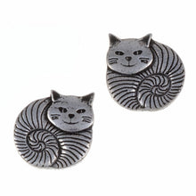 Load image into Gallery viewer, Pewter Fat cat stud earrings by St. Justin of Cornwall