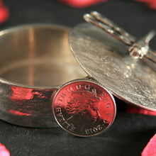 Load image into Gallery viewer, Pewter Round Jewelry box with Dragonfly St Justin of Cornwall
