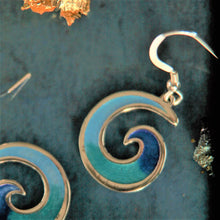 Load image into Gallery viewer, Sterling Silver Glas Mor Mordardha enamelled drop earrings by St Justin of Cornwall