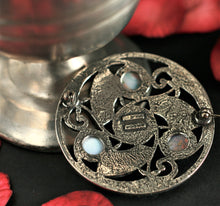 Load image into Gallery viewer, Pewter Triscele Stone Brooch by St. Justin of Cornwall