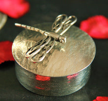 Load image into Gallery viewer, Pewter Round Jewelry box with Dragonfly St Justin of Cornwall
