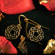 Load image into Gallery viewer, Bronze Pentagon knot drop earrings by St. Justin of Cornwall
