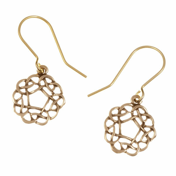 Bronze Pentagon knot drop earrings by St. Justin of Cornwall
