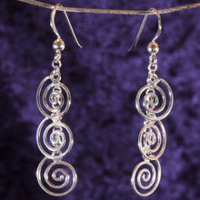 Load image into Gallery viewer, Sterling Silver Three Spirals Drop Earrings
