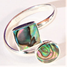 Load image into Gallery viewer, Sterling Silver Adjustable Ring with Square and Round Abalone Shell inserts
