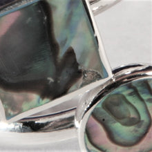 Load image into Gallery viewer, Sterling Silver Adjustable Ring with Square and Round Abalone Shell inserts
