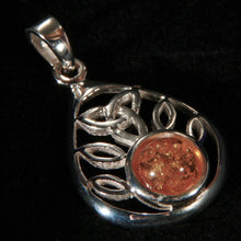 Load image into Gallery viewer, Sterling Silver Celtic Pendant with Baltic Amber
