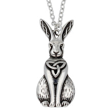 Load image into Gallery viewer, Pewter Celtic Hare Pendant with 18&quot; chain by St Justin of Cornwall
