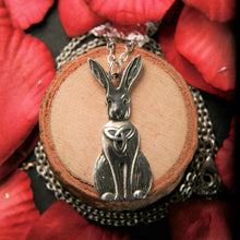 Load image into Gallery viewer, Pewter Celtic Hare Pendant with 18&quot; chain by St Justin of Cornwall
