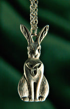 Load image into Gallery viewer, Pewter Celtic Hare Pendant with 18&quot; chain by St Justin of Cornwall
