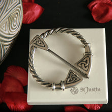 Load image into Gallery viewer, Pewter Large Celtic Penannular Brooch by St. Justin of Cornwall
