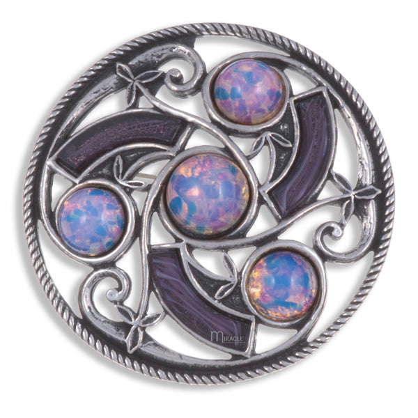 Pewter Triscele Stone Brooch by St. Justin of Cornwall