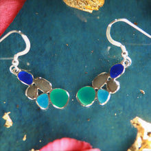 Load image into Gallery viewer, Sterling Silver pebbles enamelled drop earring by St Justin of Cornwall
