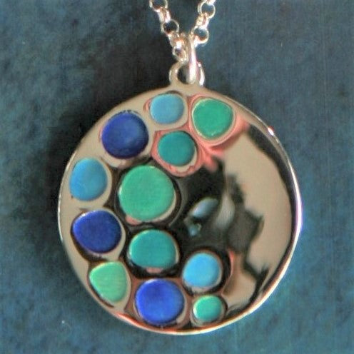 Sterling Silver Glas Mor Bay enamelled pendant by St Justin